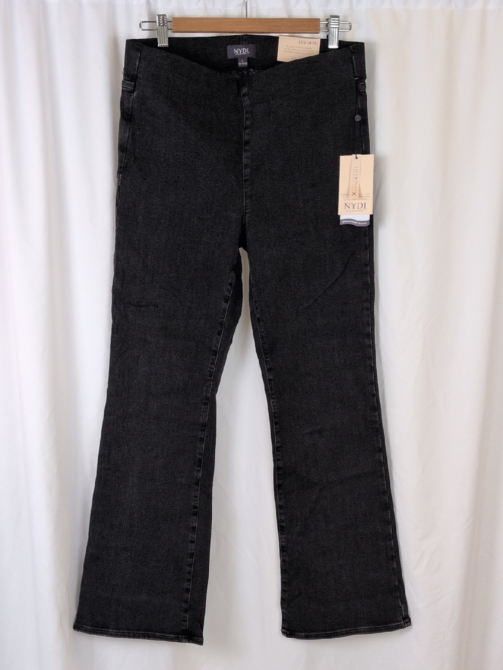 NYDJ Black Ava Daring Flare Jeans Wide Leg Size L NWT